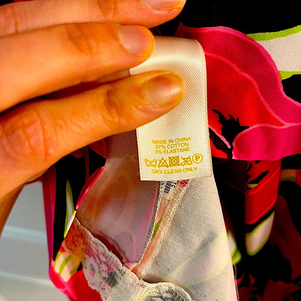 Like new: $298 KATE SPADE Peplum Cotton Sheath Dress, Red/Pink Floral, Size 4 - Picture 13 of 16